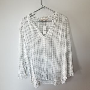 NWT LOFT Plaid Peasant Blouse Medium